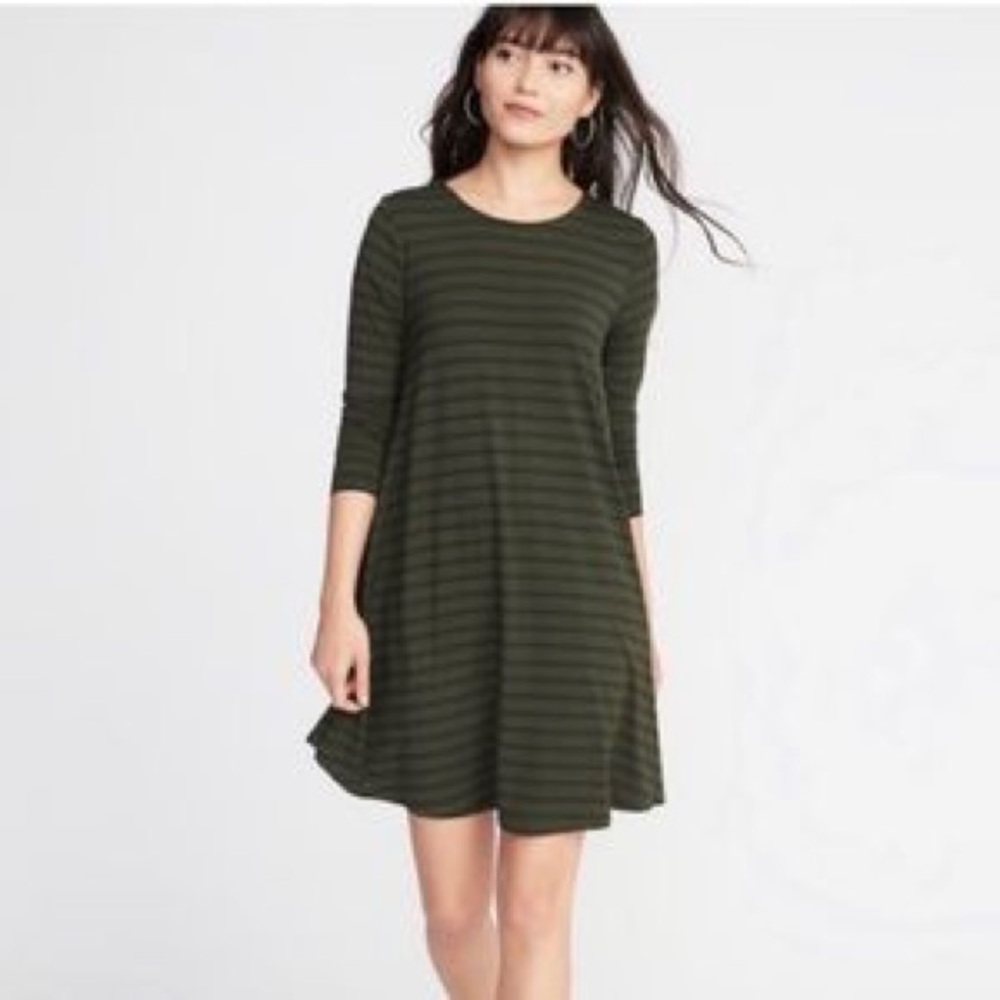 Old Navy Ribbed Olive Stripe Dress